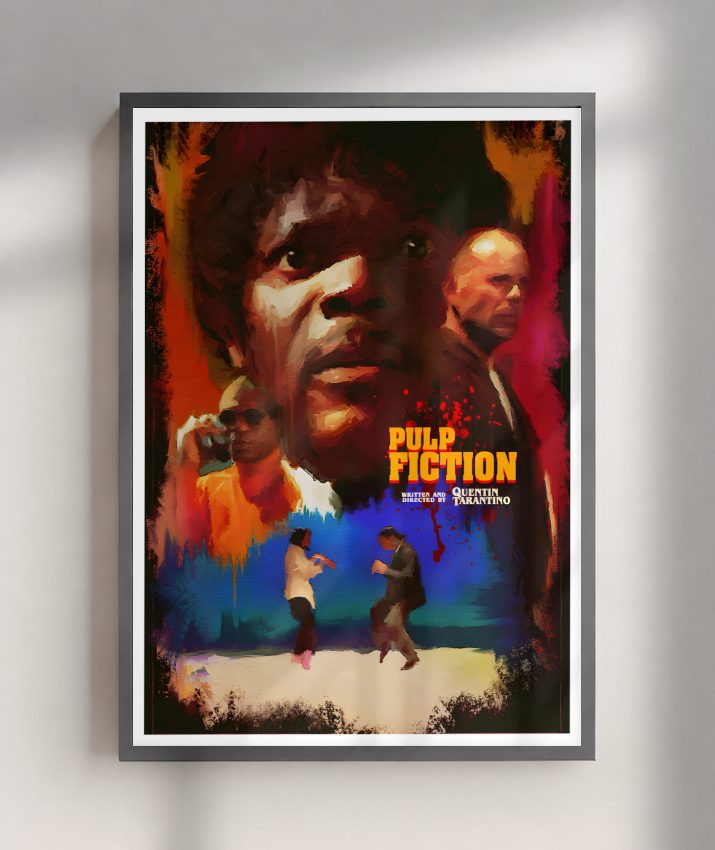 Quadro Decorativo Pulp Fiction Colagem Neón