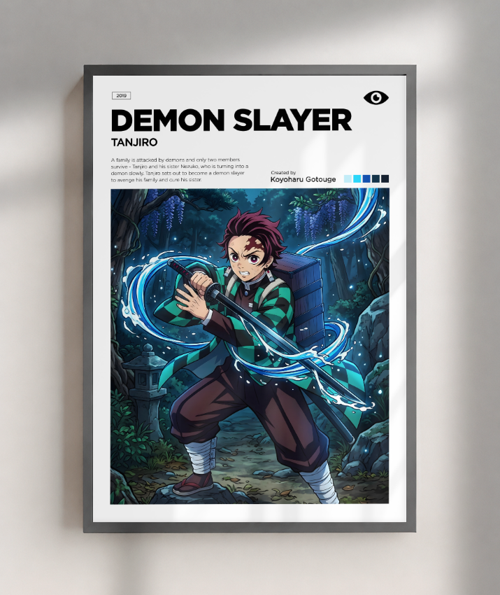 Quadro Decorativo Demon Slayer Tanjiro - Poster Minimalista Anime