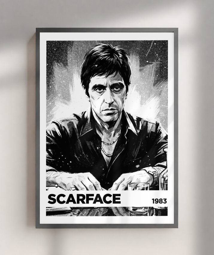 Quadro decorativo Scarface Monochromatic Power 1983