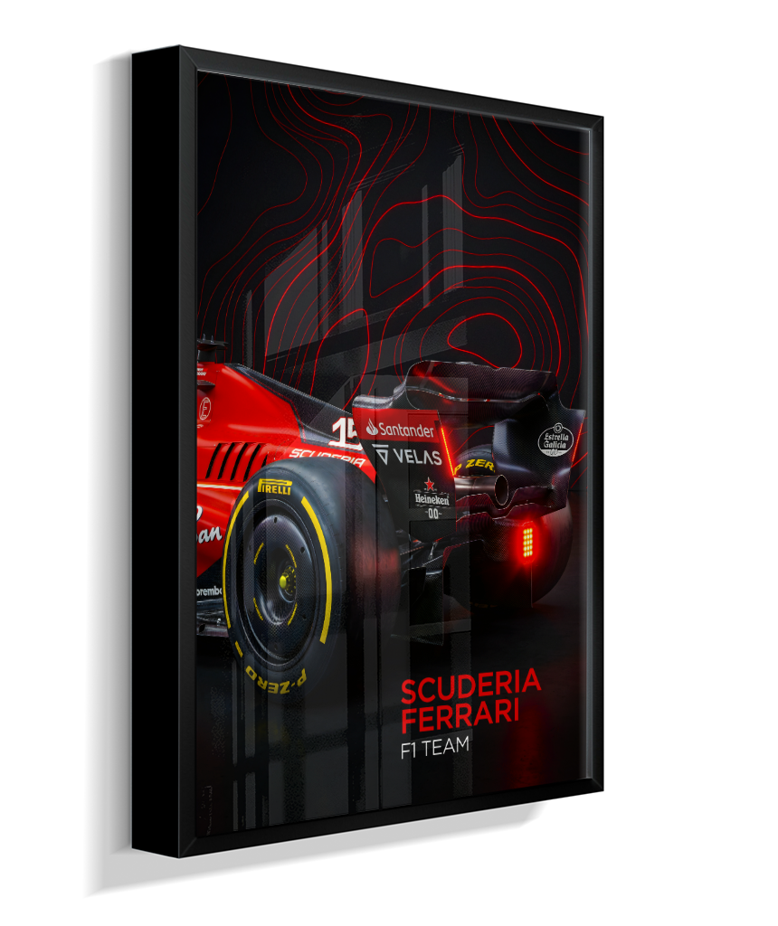 Quadro Decorativo Fórmula 1 Scuderia Ferrari F1 Dark Neon