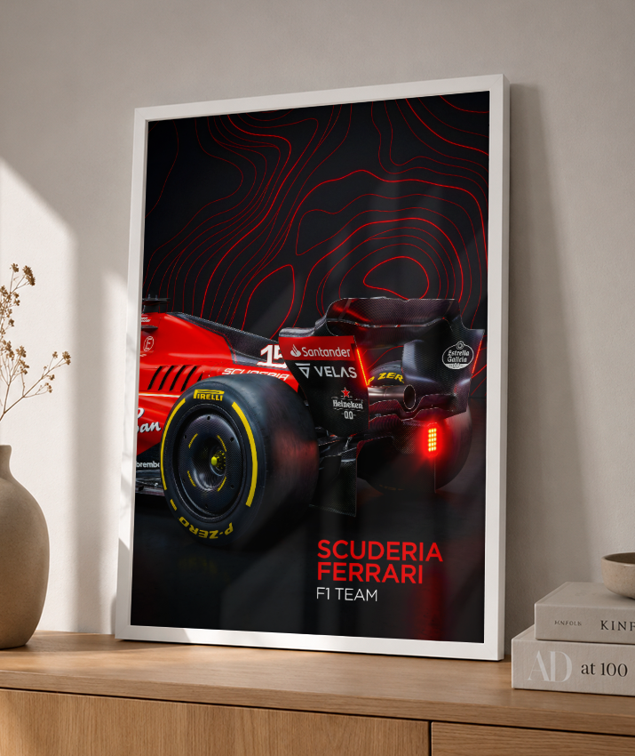 Quadro Decorativo Fórmula 1 Scuderia Ferrari F1 Dark Neon