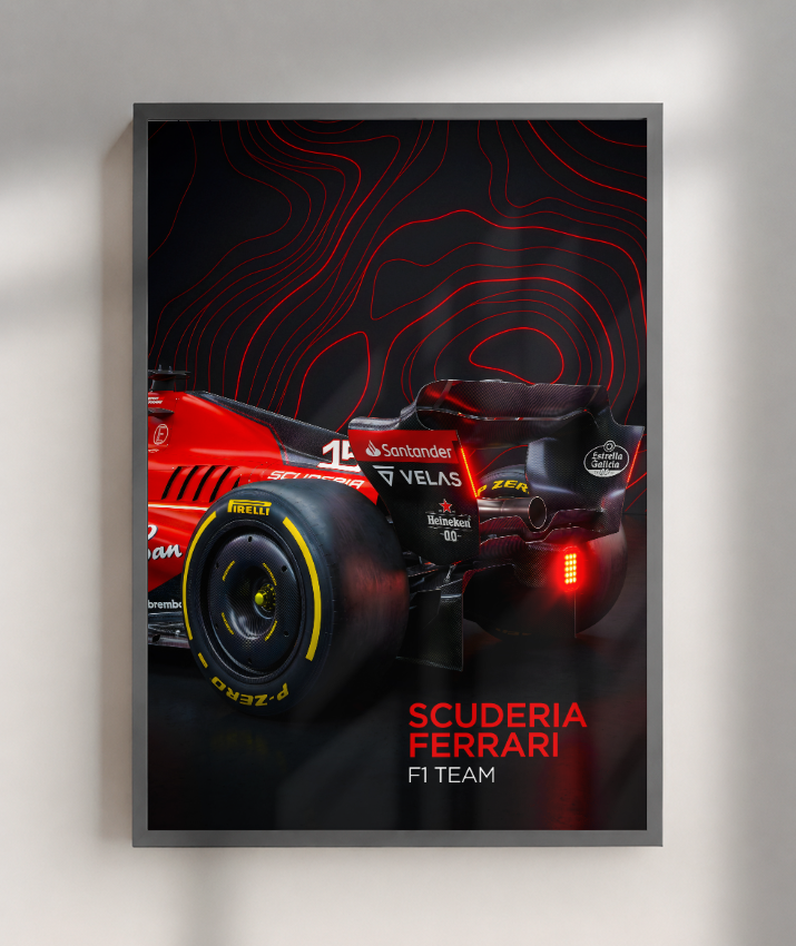 Quadro Decorativo Fórmula 1 Scuderia Ferrari F1 Dark Neon