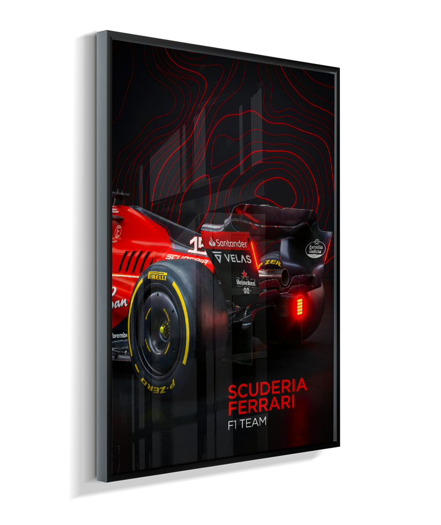 Quadro Decorativo Fórmula 1 Scuderia Ferrari F1 Dark Neon