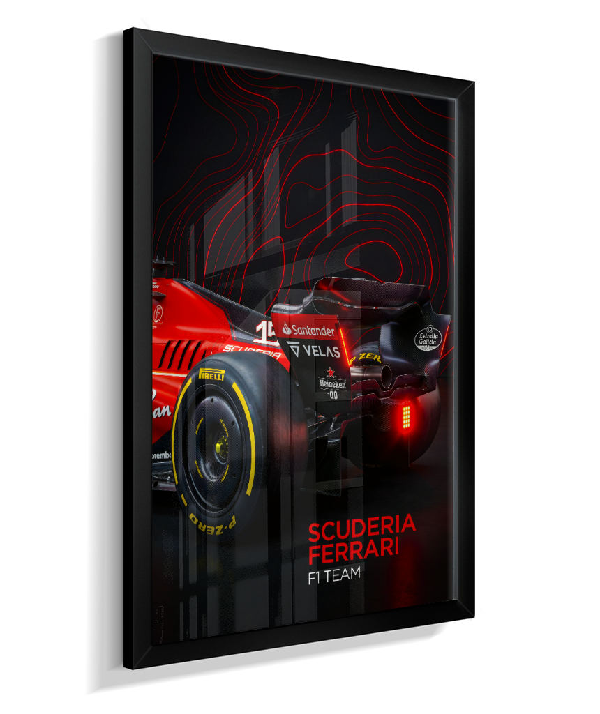 Quadro Decorativo Fórmula 1 Scuderia Ferrari F1 Dark Neon
