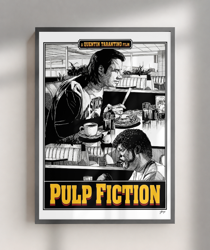 Quadro Decorativo Pulp Fiction Vincent e Jules na Cafeteria