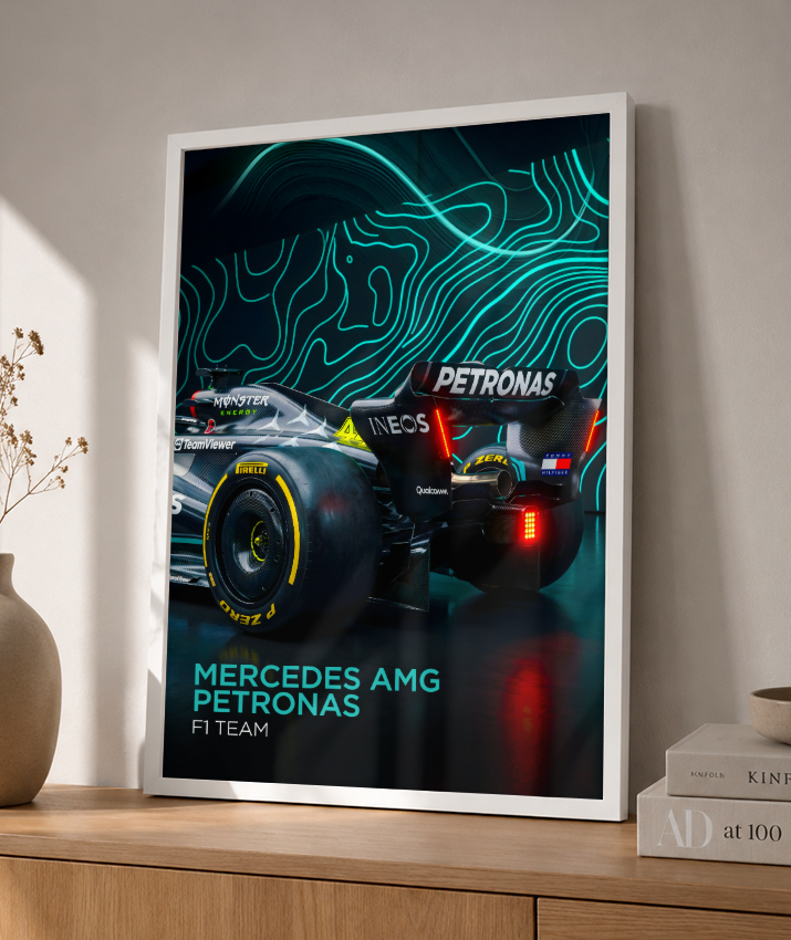 Quadro Decorativo Fórmula 1 Mercedes AMG F1 Dark Neon