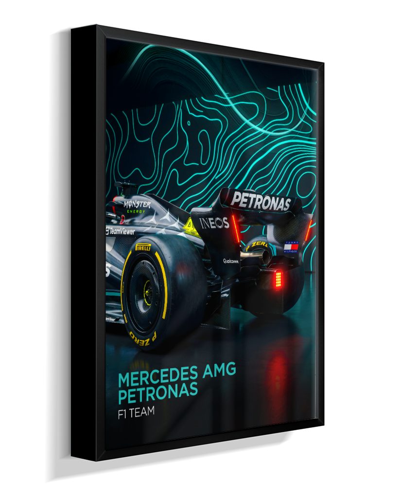 Quadro Decorativo Fórmula 1 Mercedes AMG F1 Dark Neon