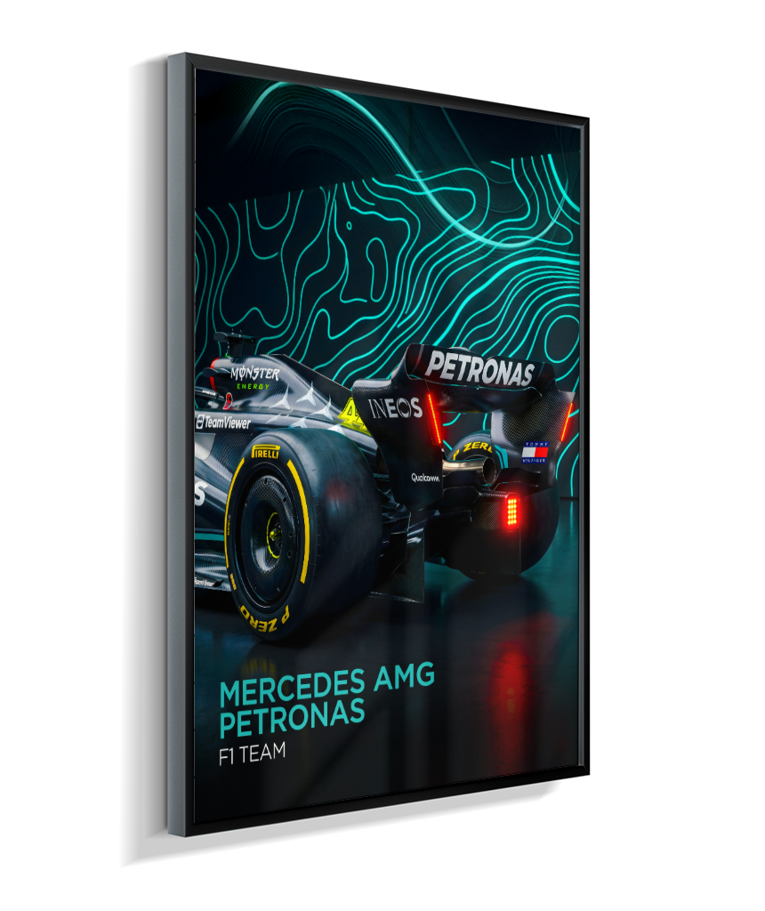 Quadro Decorativo Fórmula 1 Mercedes AMG F1 Dark Neon
