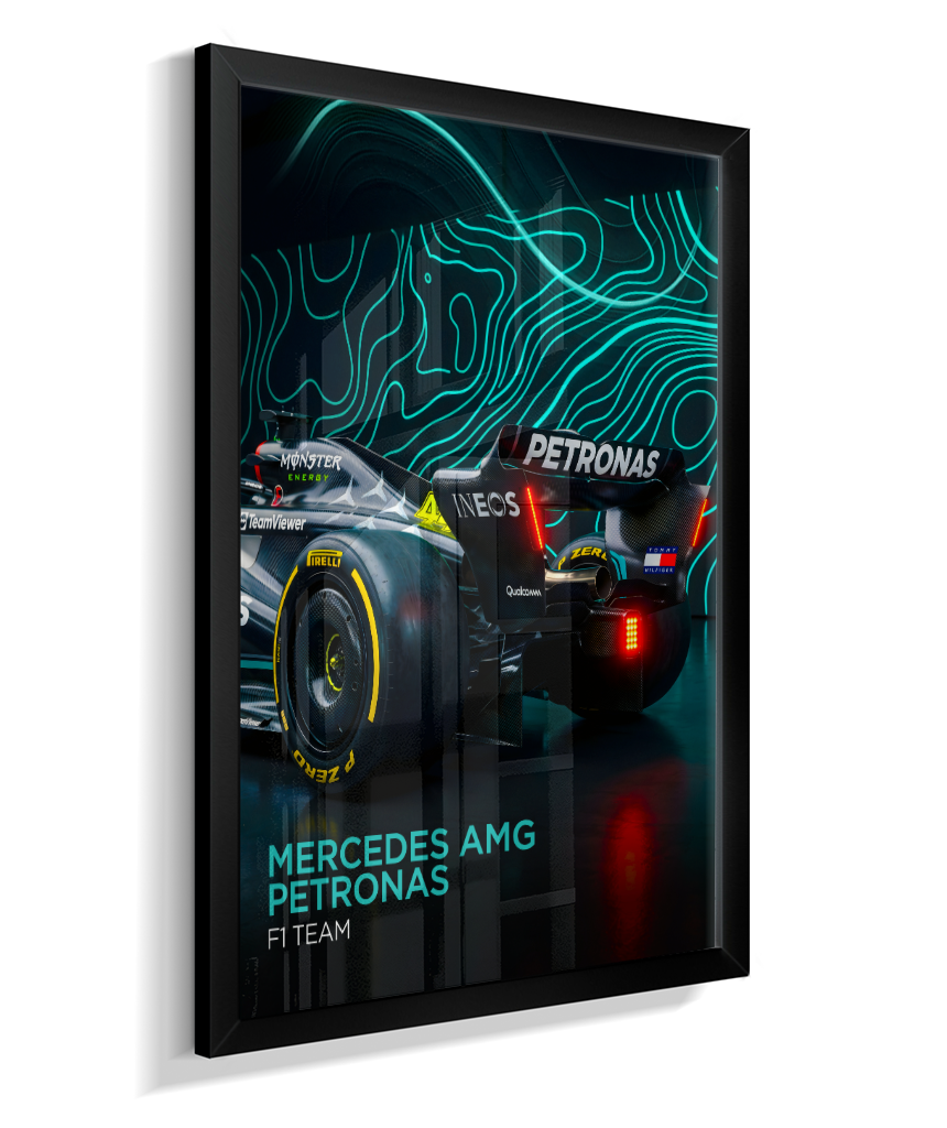 Quadro Decorativo Fórmula 1 Mercedes AMG F1 Dark Neon