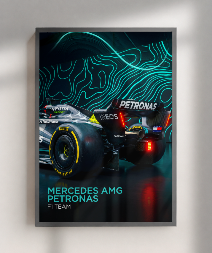 Quadro Decorativo Fórmula 1 Mercedes AMG F1 Dark Neon