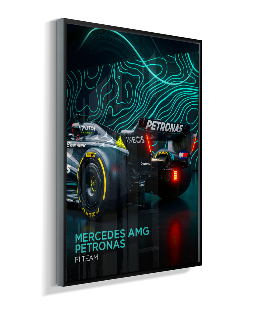 Quadro Decorativo Fórmula 1 Mercedes AMG F1 Dark Neon