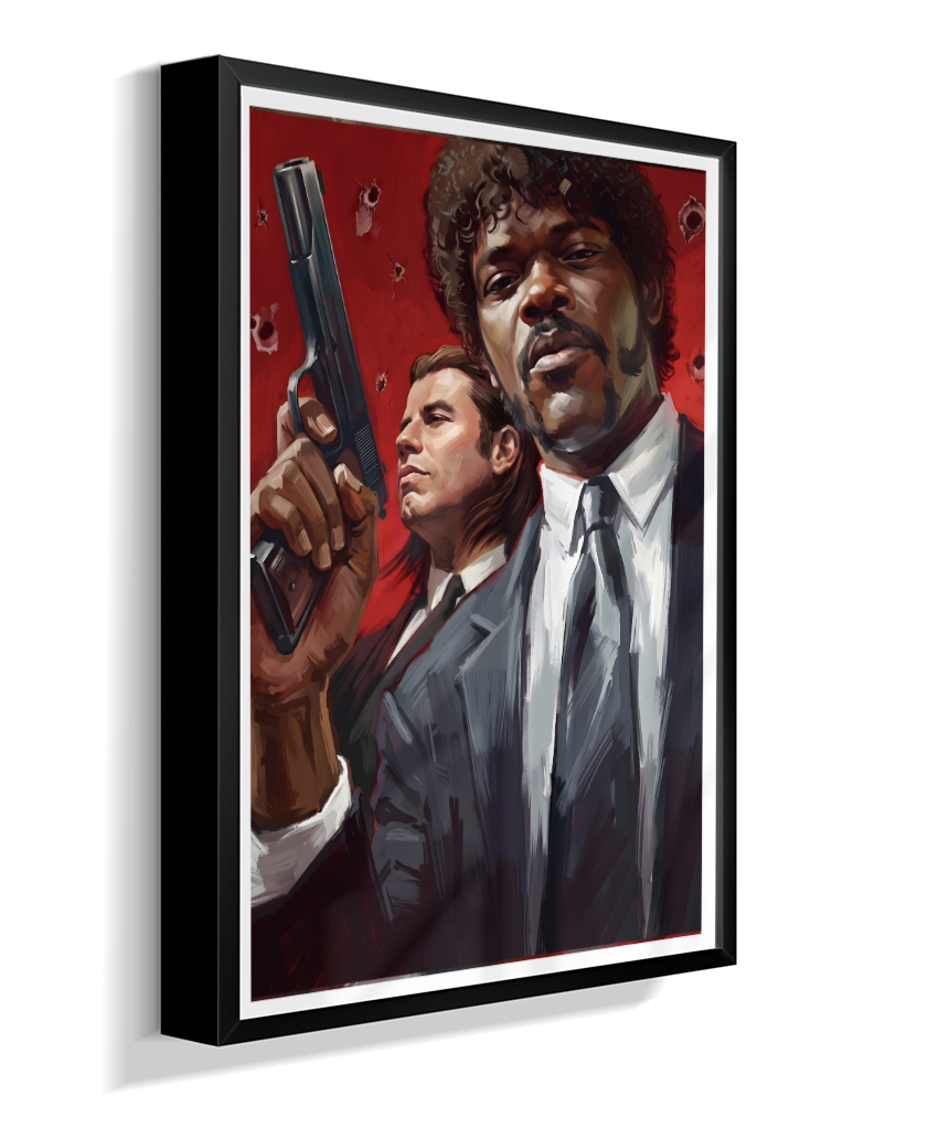 Jules & Vincent – Red Bullet Holes Title: Quadro Decorativo Pulp Fiction Jules e Vincent Red
