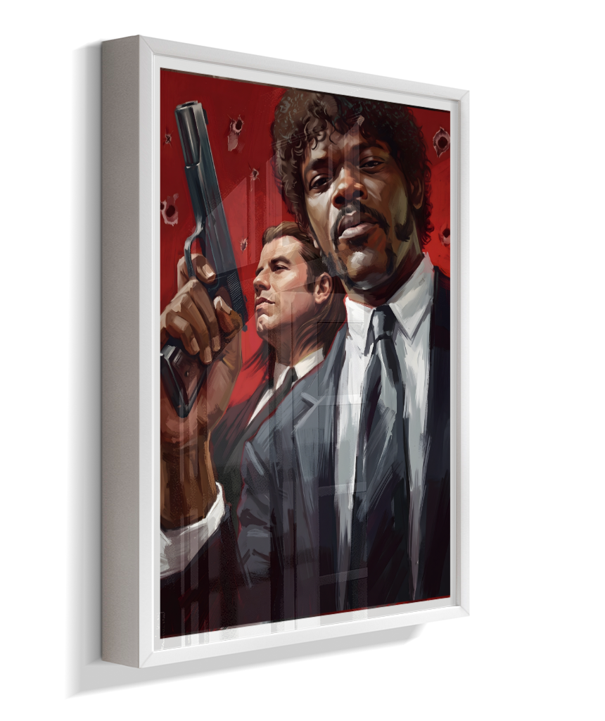 Jules & Vincent – Red Bullet Holes Title: Quadro Decorativo Pulp Fiction Jules e Vincent Red
