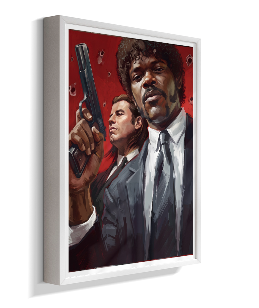Jules & Vincent – Red Bullet Holes Title: Quadro Decorativo Pulp Fiction Jules e Vincent Red