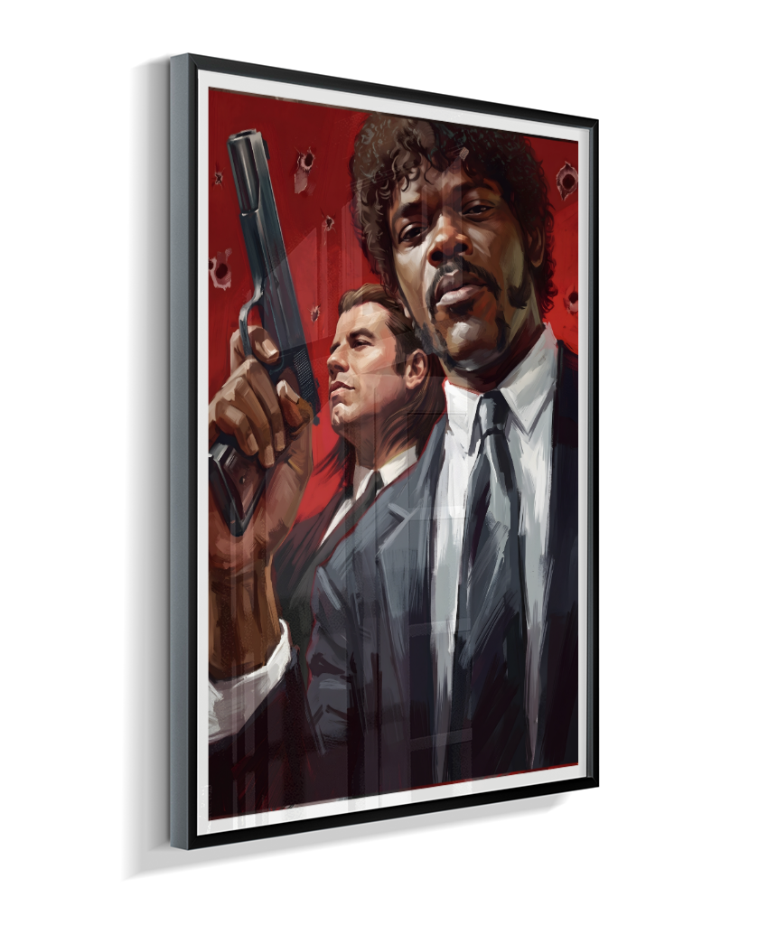 Jules & Vincent – Red Bullet Holes Title: Quadro Decorativo Pulp Fiction Jules e Vincent Red
