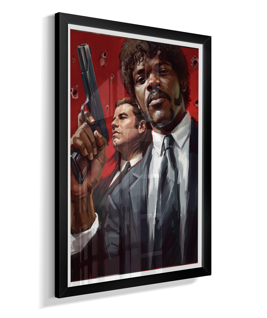 Jules & Vincent – Red Bullet Holes Title: Quadro Decorativo Pulp Fiction Jules e Vincent Red