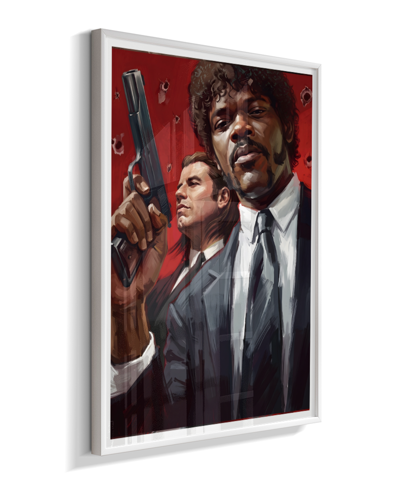 Jules & Vincent – Red Bullet Holes Title: Quadro Decorativo Pulp Fiction Jules e Vincent Red