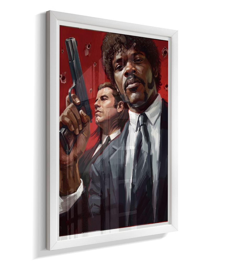 Jules & Vincent – Red Bullet Holes Title: Quadro Decorativo Pulp Fiction Jules e Vincent Red