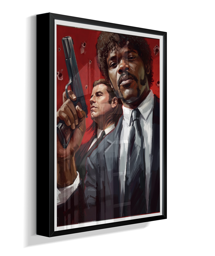 Jules & Vincent – Red Bullet Holes Title: Quadro Decorativo Pulp Fiction Jules e Vincent Red