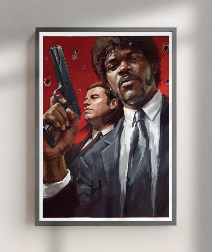 Jules & Vincent – Red Bullet Holes Title: Quadro Decorativo Pulp Fiction Jules e Vincent Red