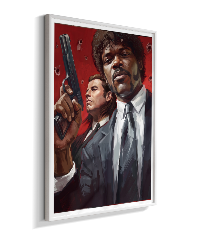 Jules & Vincent – Red Bullet Holes Title: Quadro Decorativo Pulp Fiction Jules e Vincent Red