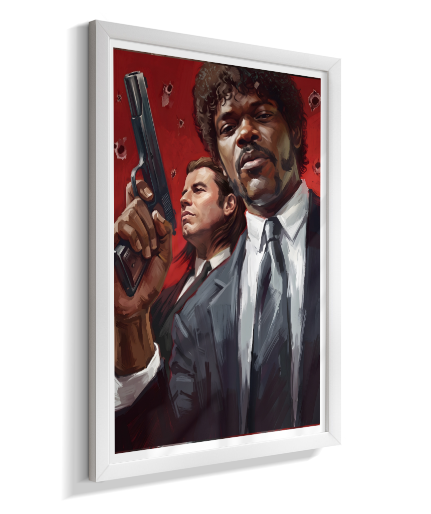 Jules & Vincent – Red Bullet Holes Title: Quadro Decorativo Pulp Fiction Jules e Vincent Red
