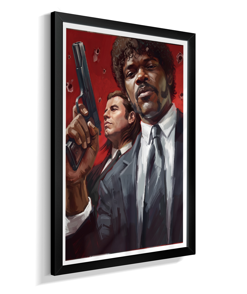 Jules & Vincent – Red Bullet Holes Title: Quadro Decorativo Pulp Fiction Jules e Vincent Red