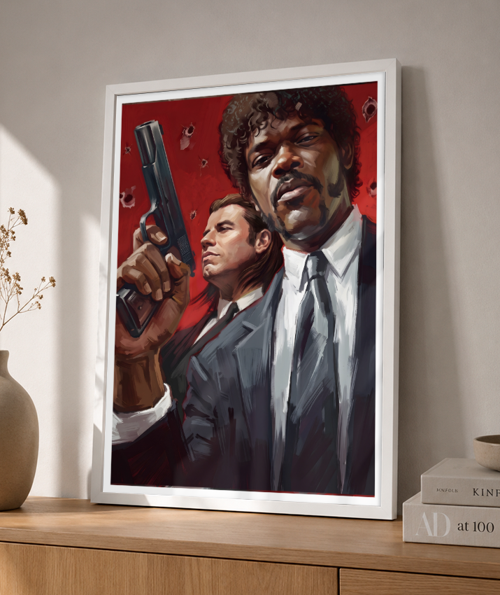 Jules & Vincent – Red Bullet Holes Title: Quadro Decorativo Pulp Fiction Jules e Vincent Red