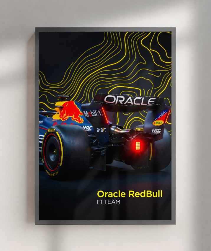 Quadro Decorativo Fórmula 1 Red Bull Racing F1 Dark Neon