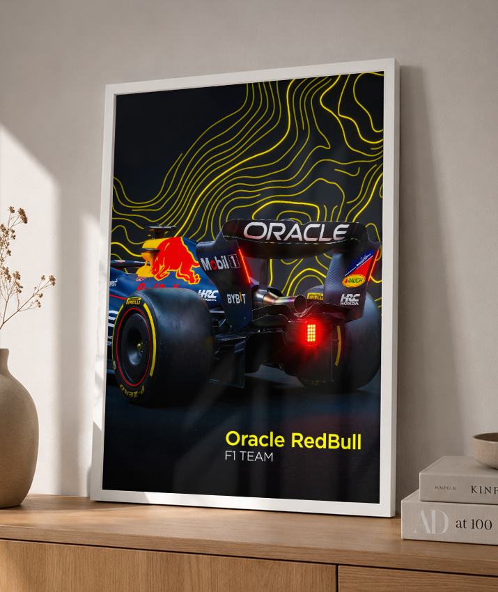 Quadro Decorativo Fórmula 1 Red Bull Racing F1 Dark Neon