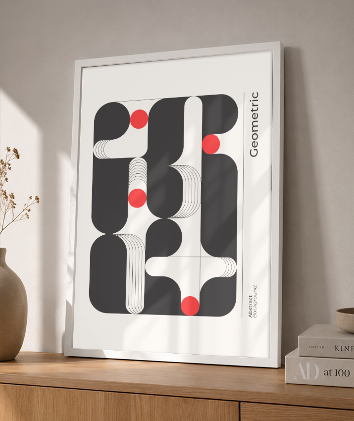Quadro Decorativo Bauhaus Geometric – Monochromatic Flow