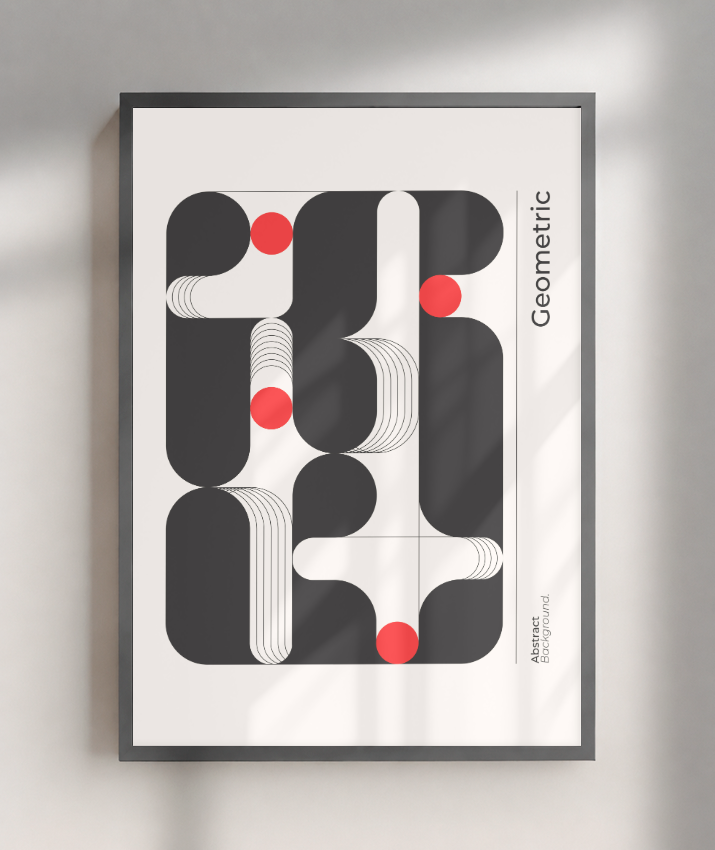 Quadro Decorativo Bauhaus Geometric – Monochromatic Flow