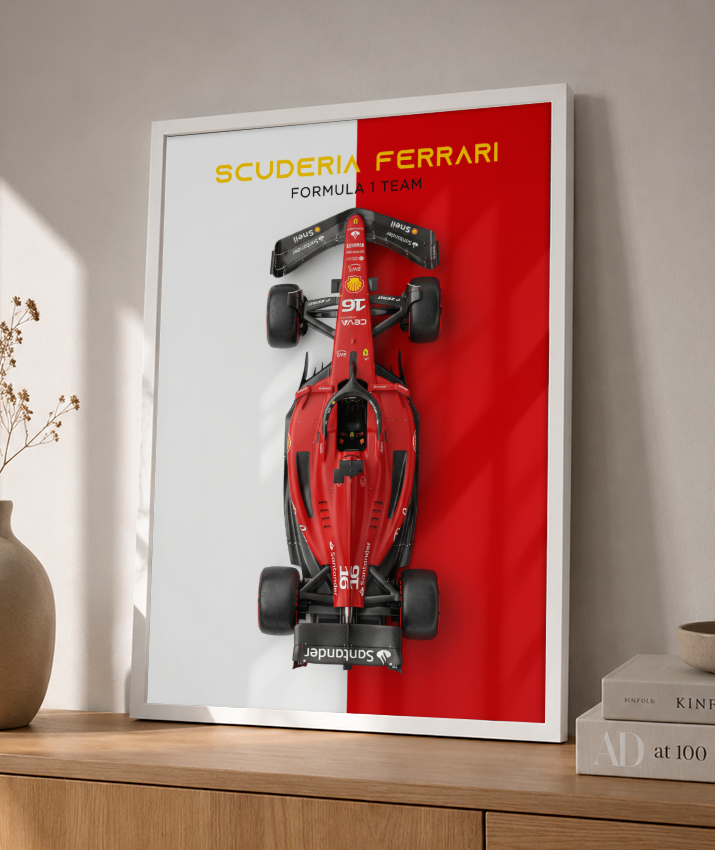 Quadro Decorativo Fórmula 1 Scuderia Ferrari F1 Dual Tone Flat-Lay