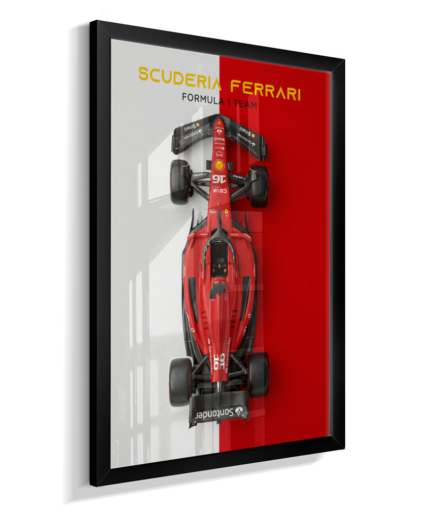 Quadro Decorativo Fórmula 1 Scuderia Ferrari F1 Dual Tone Flat-Lay