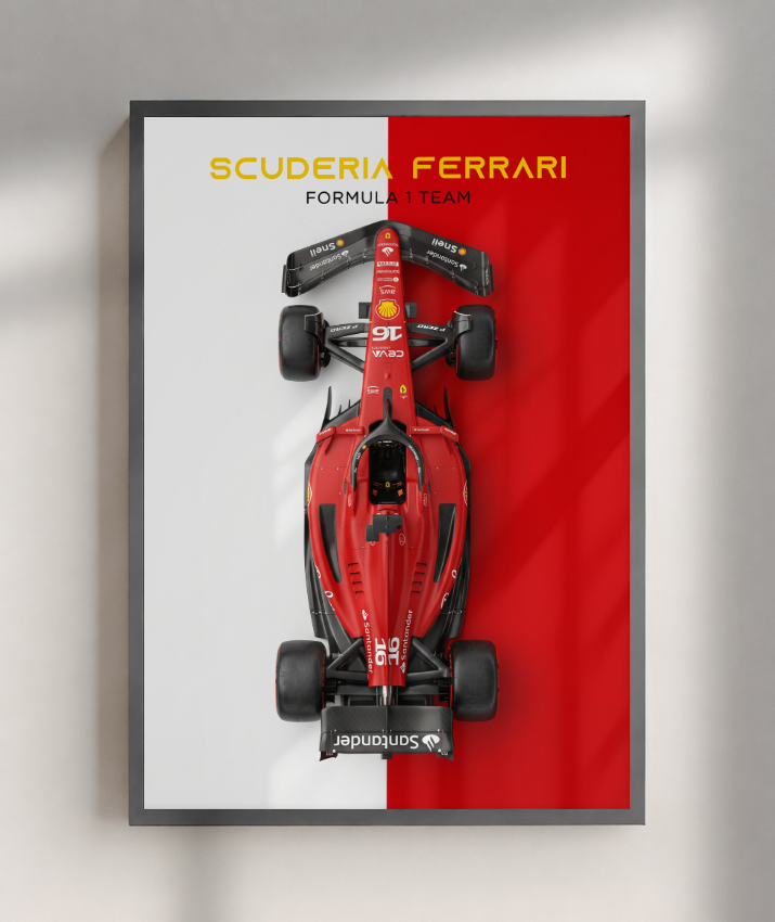 Quadro Decorativo Fórmula 1 Scuderia Ferrari F1 Dual Tone Flat-Lay