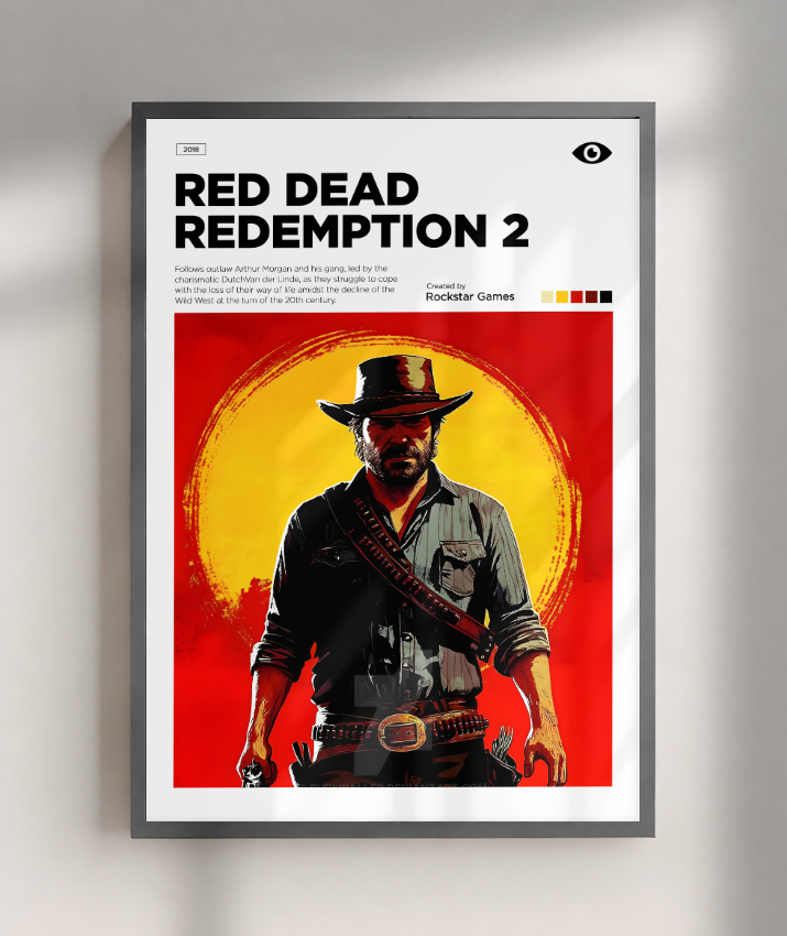 Quadro Decorativo Red Dead Redemption 2 Arthur Morgan - Poster Minimalista