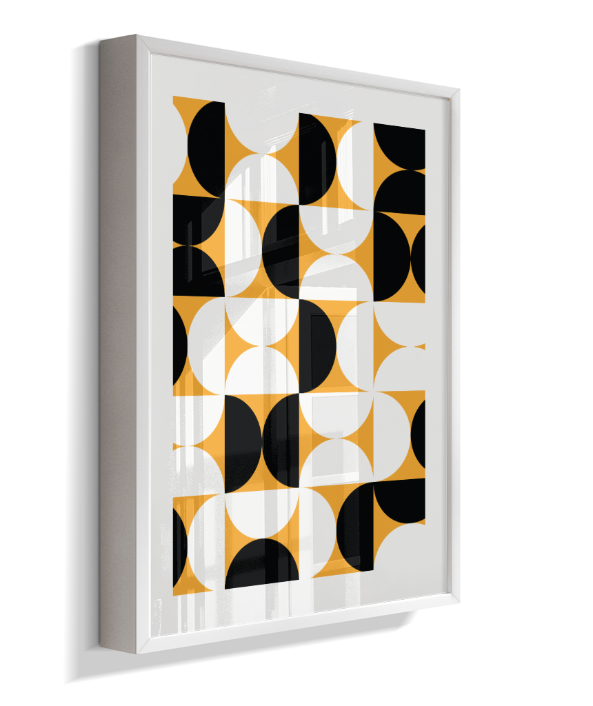 Quadro Decorativo Bauhaus Mid-Century Yellow Pattern