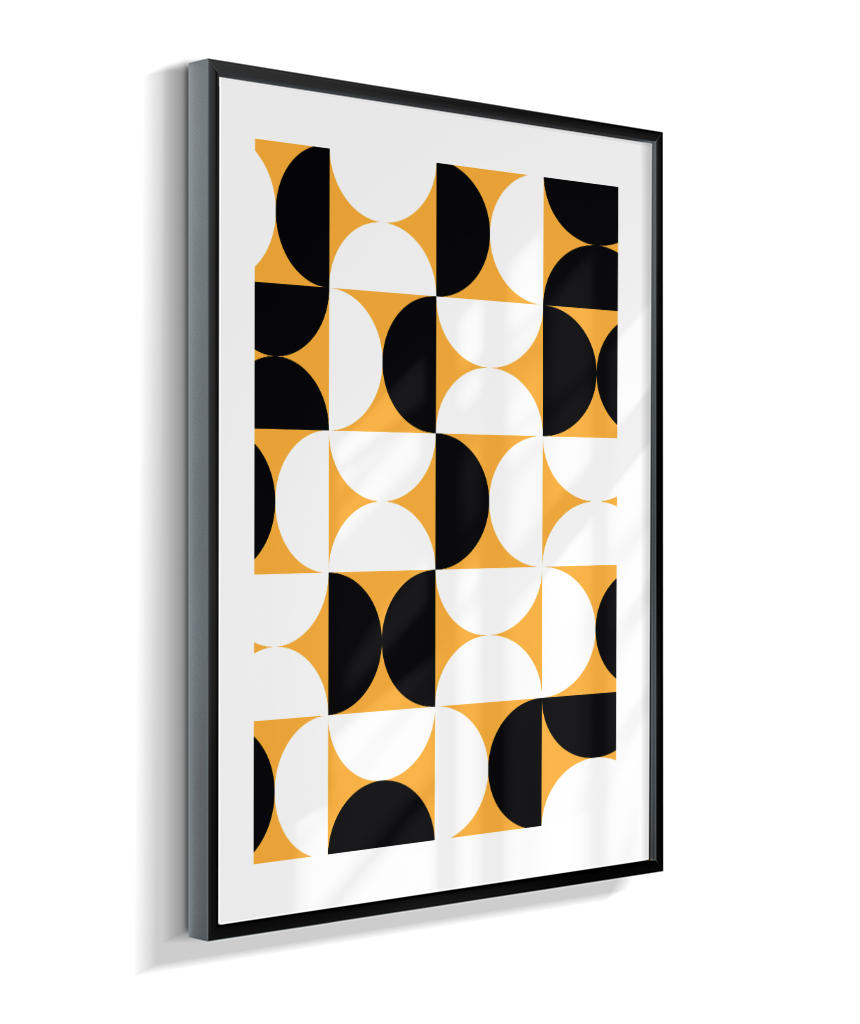 Quadro Decorativo Bauhaus Mid-Century Yellow Pattern
