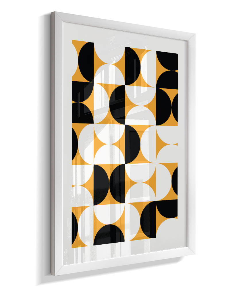 Quadro Decorativo Bauhaus Mid-Century Yellow Pattern