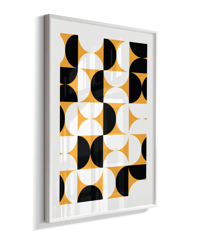 Quadro Decorativo Bauhaus Mid-Century Yellow Pattern