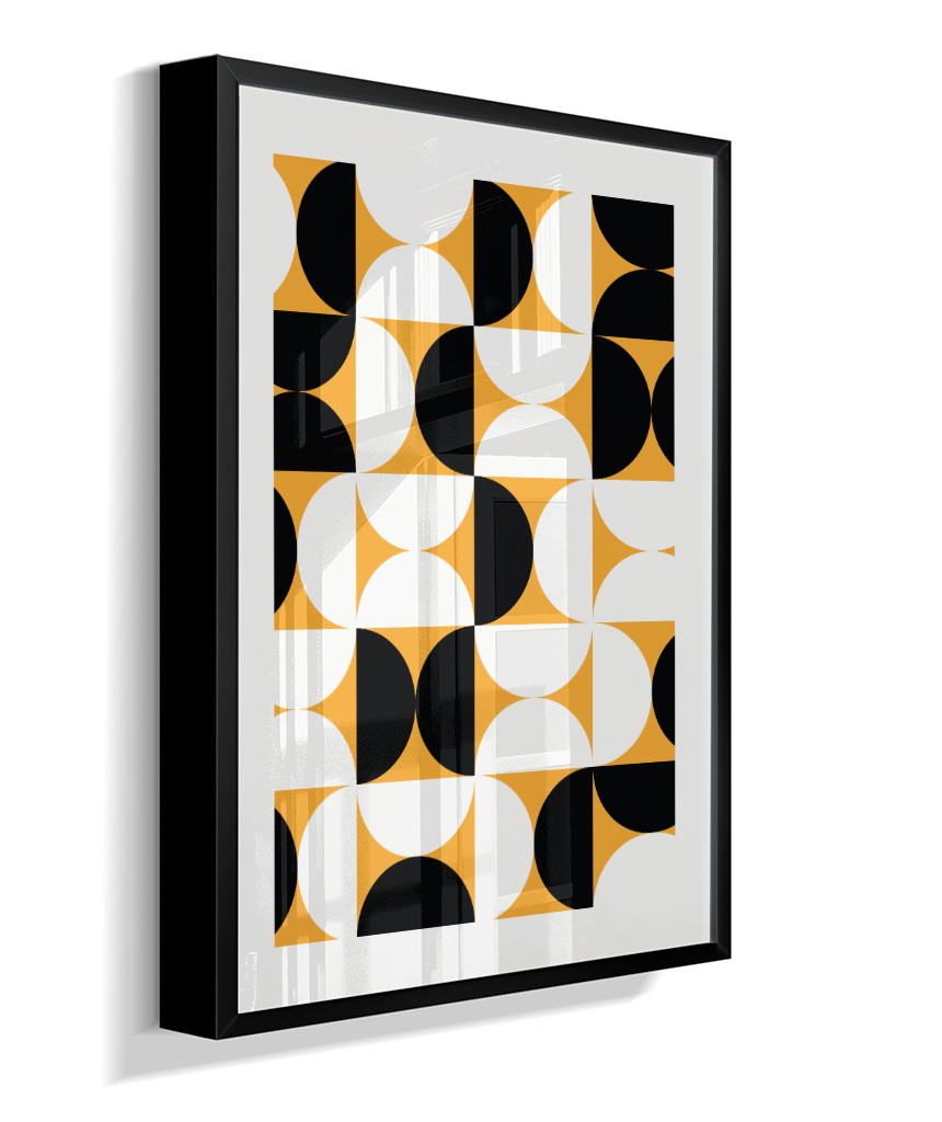 Quadro Decorativo Bauhaus Mid-Century Yellow Pattern