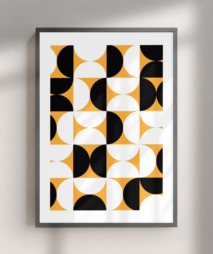 Quadro Decorativo Bauhaus Mid-Century Yellow Pattern