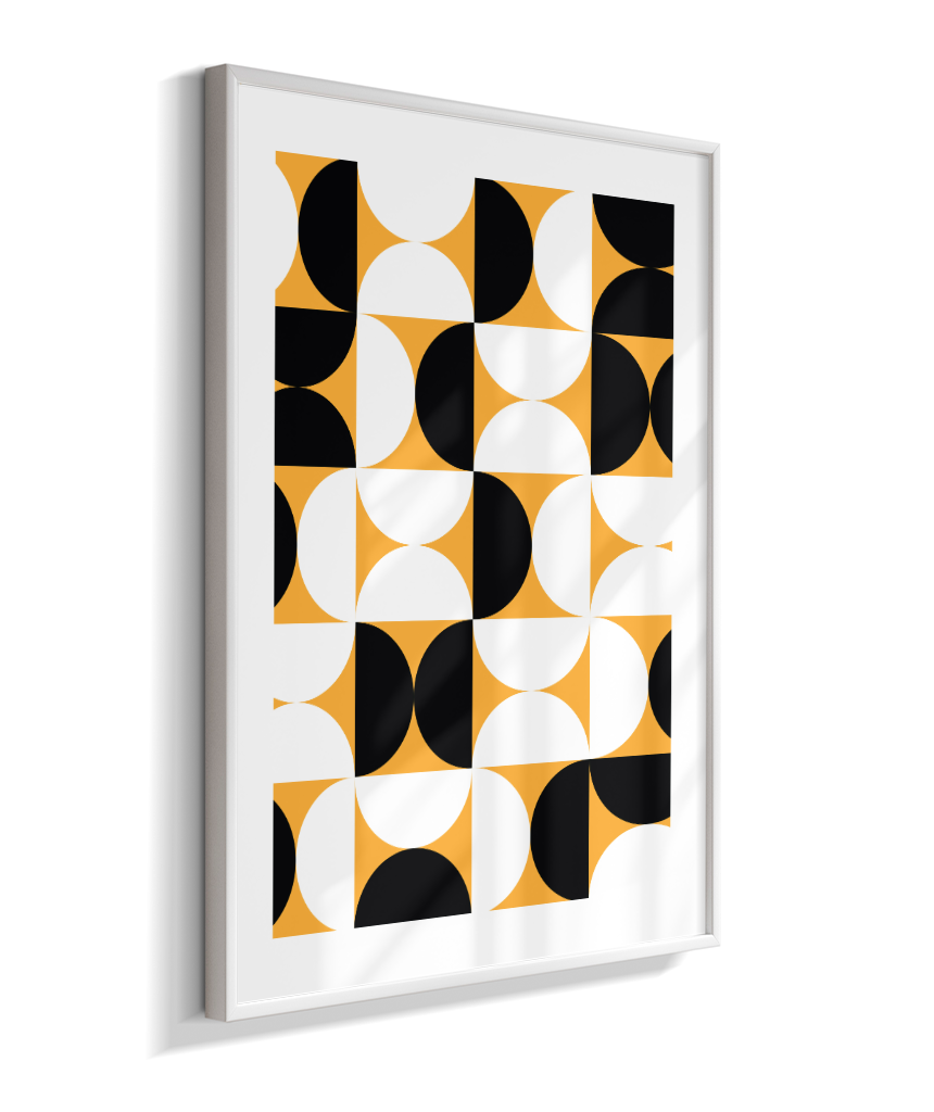 Quadro Decorativo Bauhaus Mid-Century Yellow Pattern