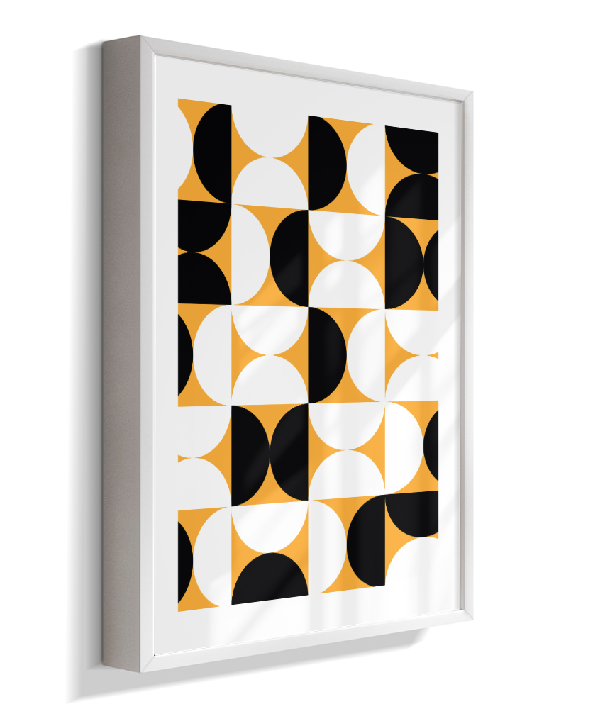Quadro Decorativo Bauhaus Mid-Century Yellow Pattern