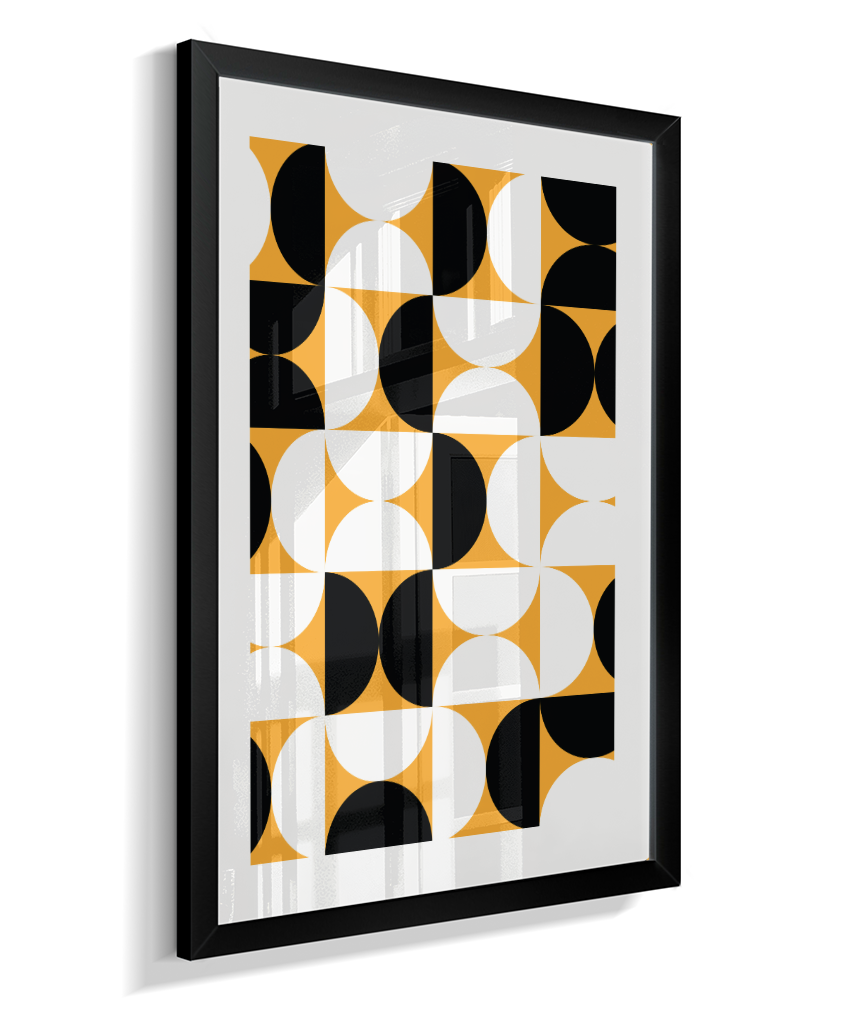 Quadro Decorativo Bauhaus Mid-Century Yellow Pattern