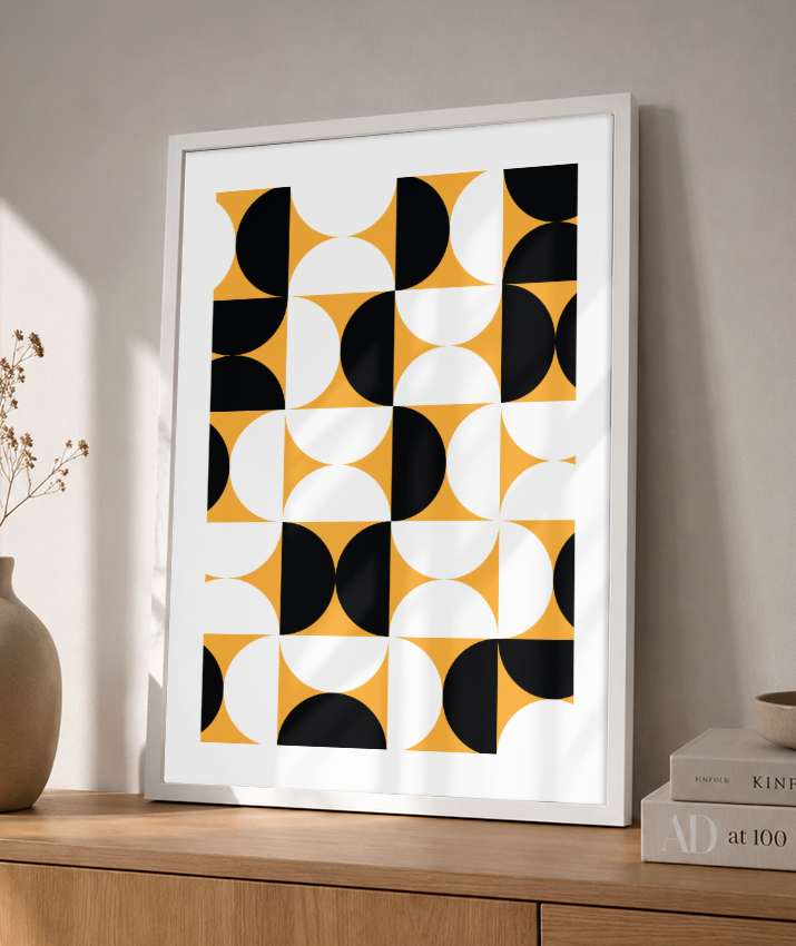 Quadro Decorativo Bauhaus Mid-Century Yellow Pattern