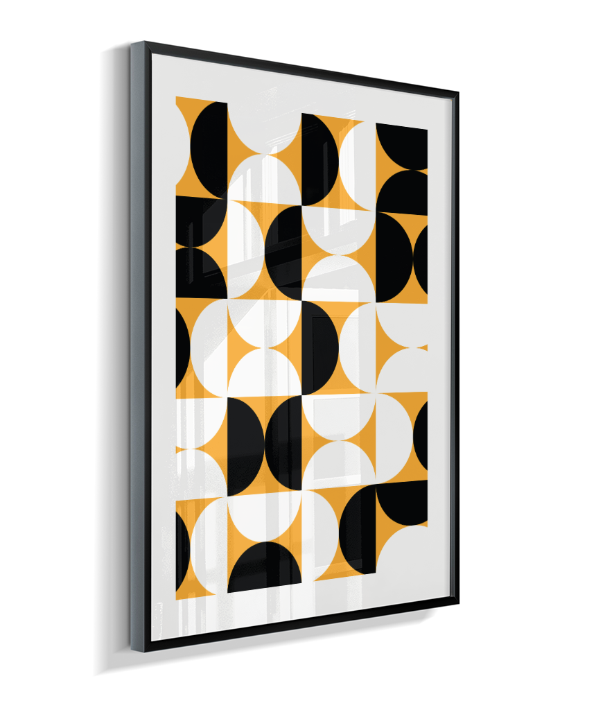 Quadro Decorativo Bauhaus Mid-Century Yellow Pattern