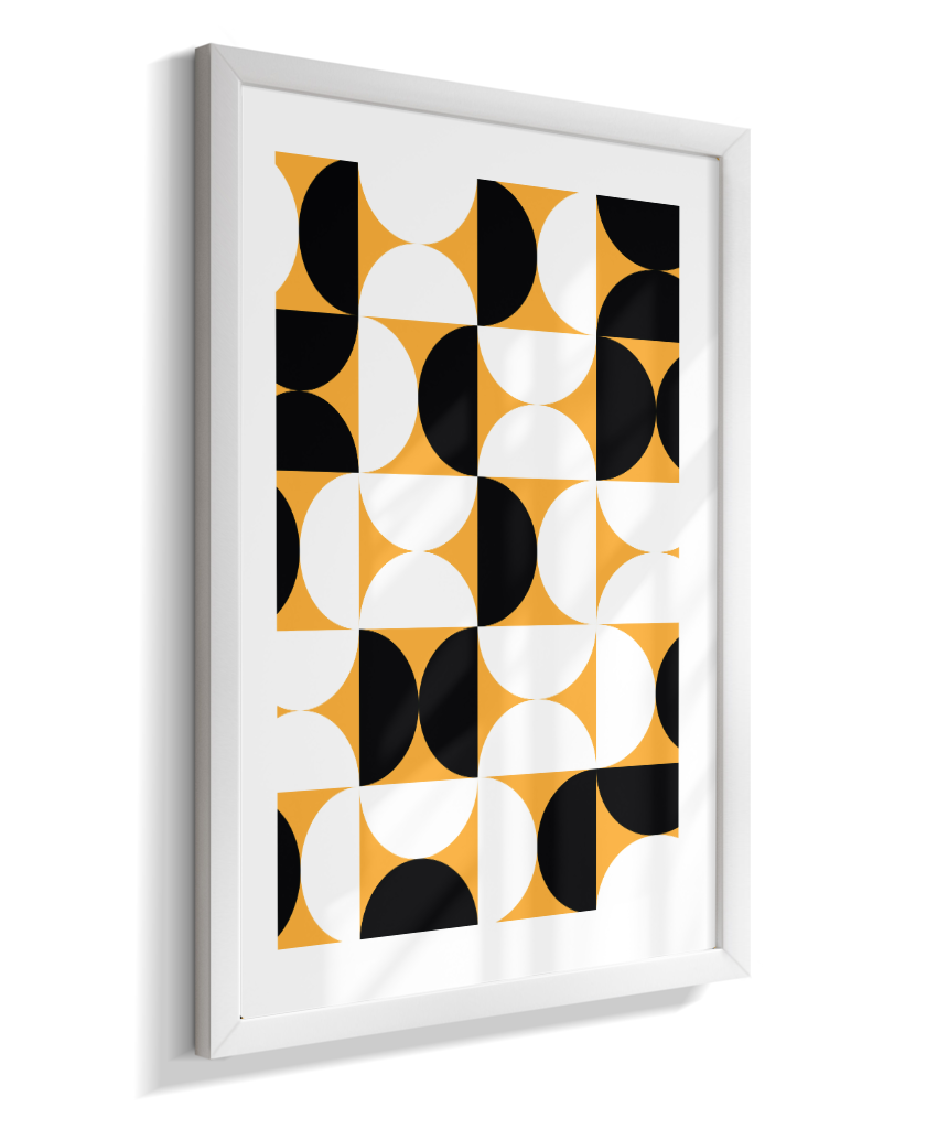 Quadro Decorativo Bauhaus Mid-Century Yellow Pattern