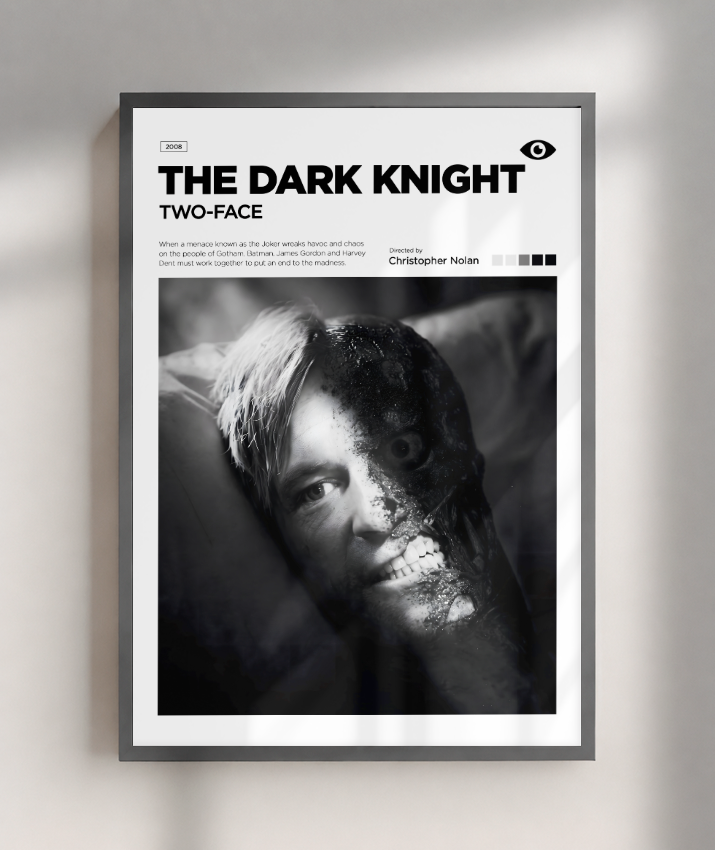 Quadro Decorativo Batman The Dark Knight Duas Caras - Poster Minimalista