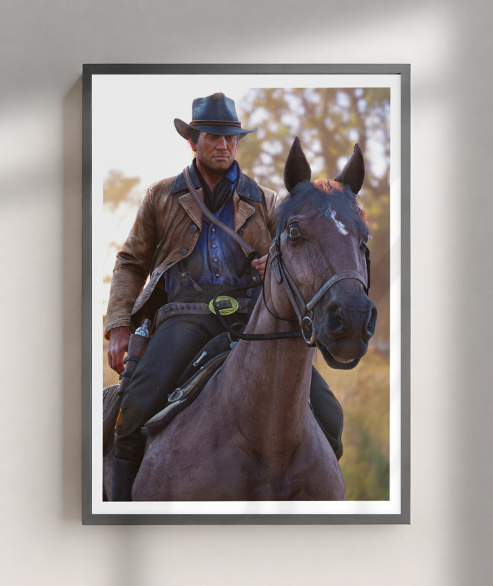 Quadro Decorativo Red Dead Redemption 2 Arthur Morgan Cavalo - Poster Game